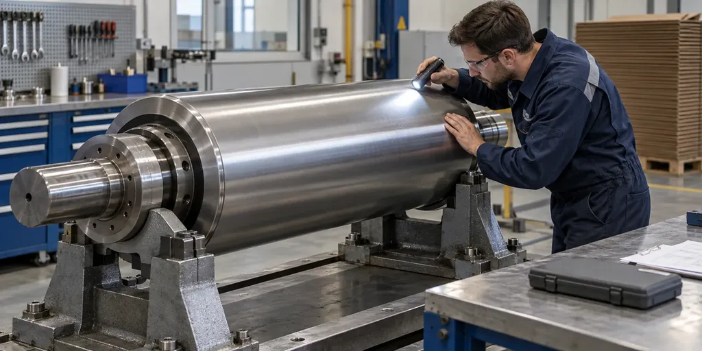 Inspeção de superfície de rolo para cromagem para indústria de papelão