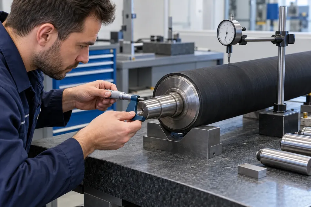 Inspeção dimensional de rolo metálico com instrumentos de medição